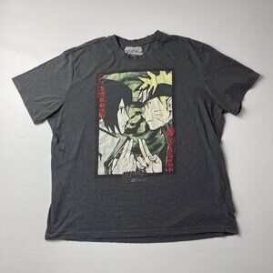 Naruto Shippuden Shirt Men's XL Grey Shonen Anime Graphic Short Sleeve VTG Y2K